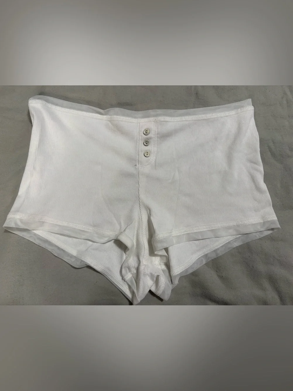 Victoria's Secret White Ribbed Tank and Button-Front Shorts Sleep Set